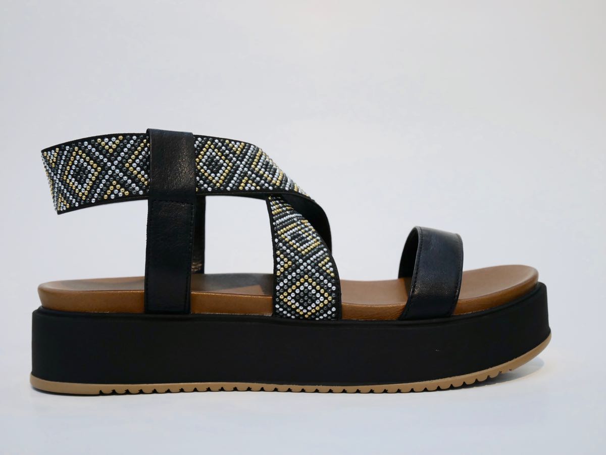 7280 Inuovo Sandale schwarz mit Perlen 3